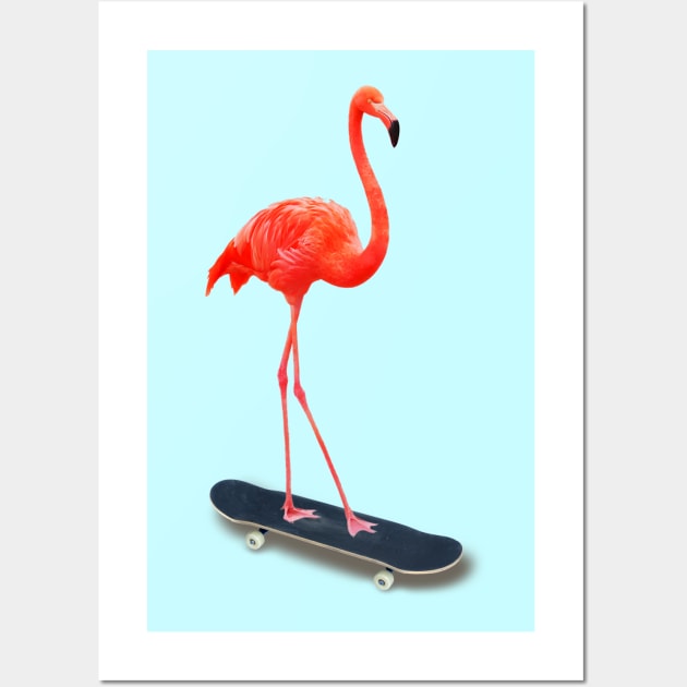 Skateboarding Flamingo Wall Art by DavidLoblaw
